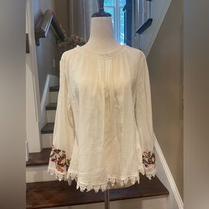 Velvet (Anthropologie) embroidered swing top